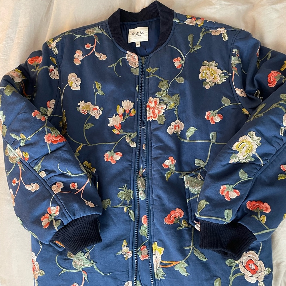 NWT Sea NY Julian Floral Embroidered Bomber Jacket